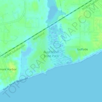 Buccaneer State Park topographic map, elevation, terrain