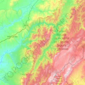 Sierra de Cazorla topographic map, elevation, terrain