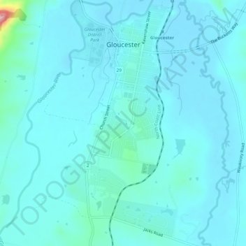 Gloucester topographic map, elevation, terrain