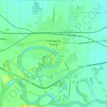 Portage La Prairie topographic map, elevation, terrain
