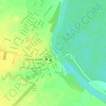 Malecón Turístico del Municipio de Puerto Gaitá topographic map, elevation, terrain