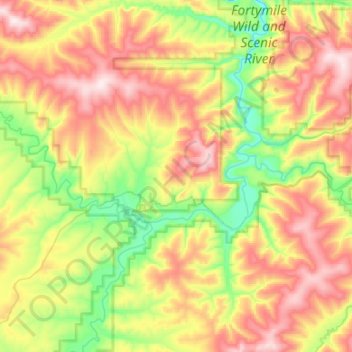 Chicken topographic map, elevation, terrain