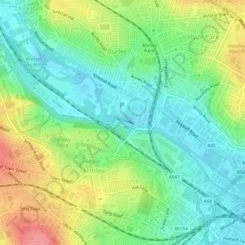 River Aire topographic map, elevation, terrain