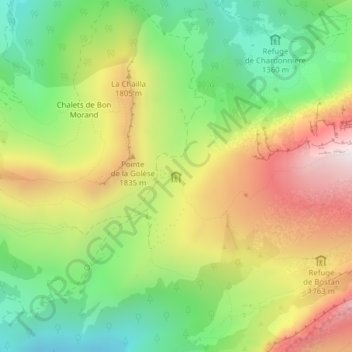 Refuge de la Golèse topographic map, elevation, terrain