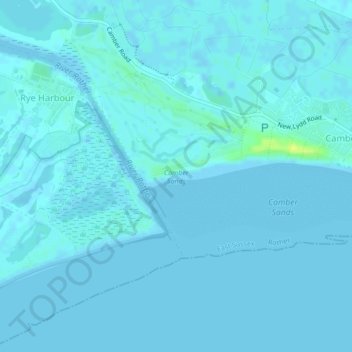 Camber Sands topographic map, elevation, terrain