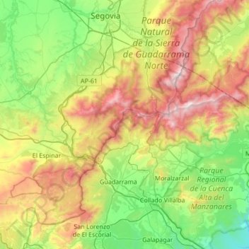 Sierra de Guadarrama topographic map, elevation, terrain