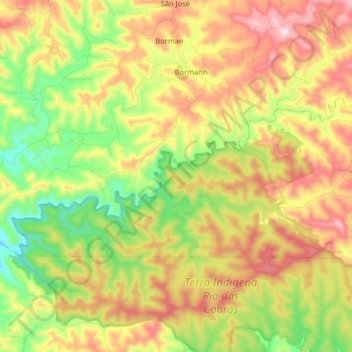 Rio Guarani topographic map, elevation, terrain
