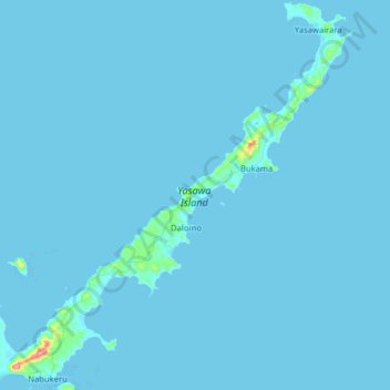 Yasawa Island topographic map, elevation, terrain