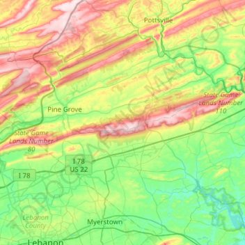 Blue Mountain topographic map, elevation, terrain