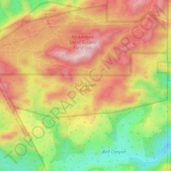 SSFL South Buffer topographic map, elevation, terrain