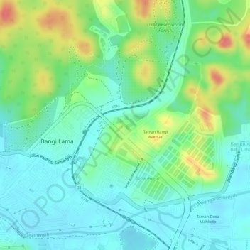 Bangi Wonderland Water Park topographic map, elevation, terrain