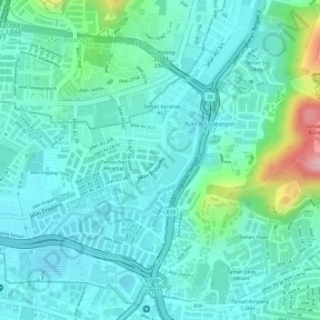 Kawasan Rekreasi AU2 Keramat topographic map, elevation, terrain