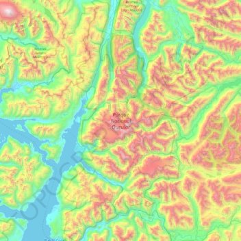 Parque Nacional Queulat topographic map, elevation, terrain
