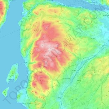 Clyde Muirshiel Regional Park topographic map, elevation, terrain