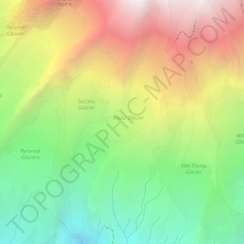 Kautz Glacier topographic map, elevation, terrain