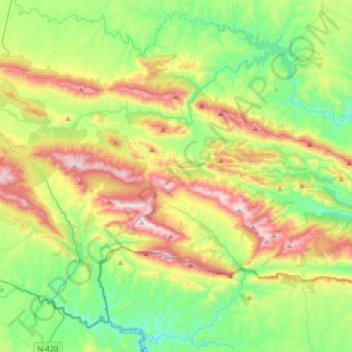 Sierra Madrona topographic map, elevation, terrain
