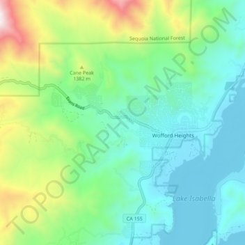 Wofford Heights topographic map, elevation, terrain