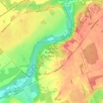 Komoka Provincial Park Topographic Map Elevation Terrain   Thumbnail 