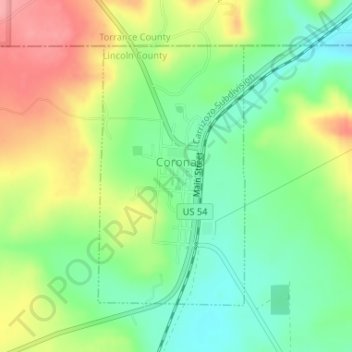 Corona topographic map, elevation, terrain