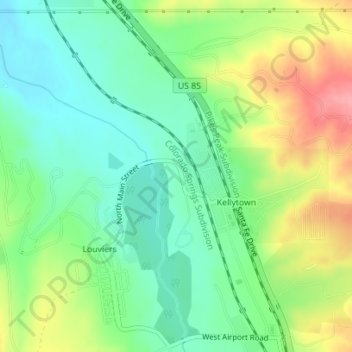 Louviers topographic map, elevation, terrain