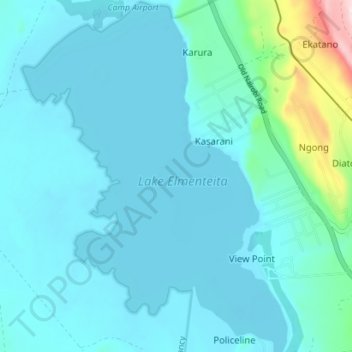 Lake Elmenteita topographic map, elevation, terrain