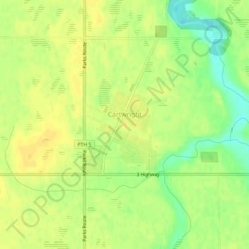 Cartwright topographic map, elevation, terrain