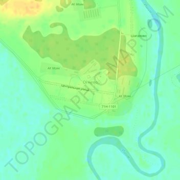 Огнево topographic map, elevation, terrain