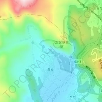 黄龙潭 topographic map, elevation, terrain