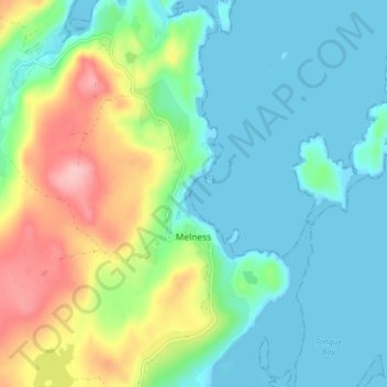 Melness topographic map, elevation, terrain