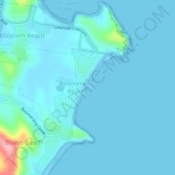 Boomerang Beach topographic map, elevation, terrain