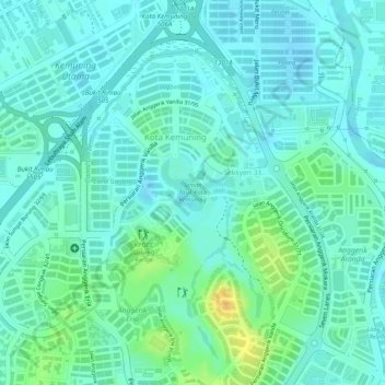 Taman Tasik Kota Kemuning topographic map, elevation, terrain