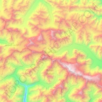 Batura Glacier topographic map, elevation, terrain
