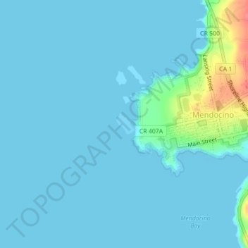 Goat Island topographic map, elevation, terrain