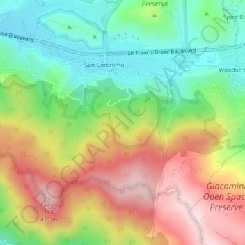 San Geronimo topographic map, elevation, terrain