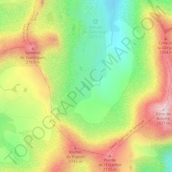Lac de Privola topographic map, elevation, terrain