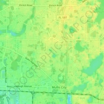 Carrollwood topographic map, elevation, terrain