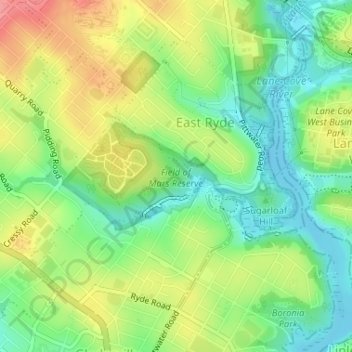 Field of Mars Reserve topographic map, elevation, terrain