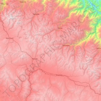 Cordillera Carabaya topographic map, elevation, terrain