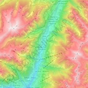 Passeiertal topographic map, elevation, terrain