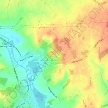Hedingham Castle topographic map, elevation, terrain