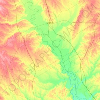 Brazos River topographic map, elevation, terrain