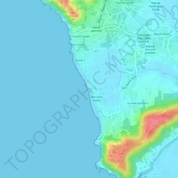 Anjuna Beach topographic map, elevation, terrain