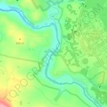 Murrumbidgee River topographic map, elevation, terrain