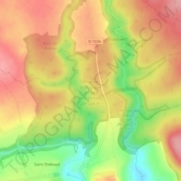 Réserve biologique dirigée des Vallons de Gorze topographic map, elevation, terrain