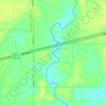 Ford River topographic map, elevation, terrain