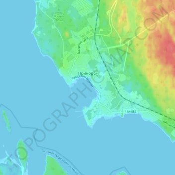 Primorsk topographic map, elevation, terrain