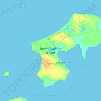 South Goulburn Island topographic map, elevation, terrain