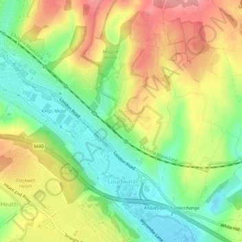 Derehams Park topographic map, elevation, terrain