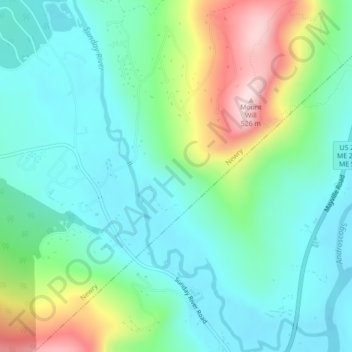 Sunday River topographic map, elevation, terrain