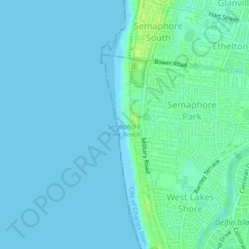 Semaphore Park Beach topographic map, elevation, terrain
